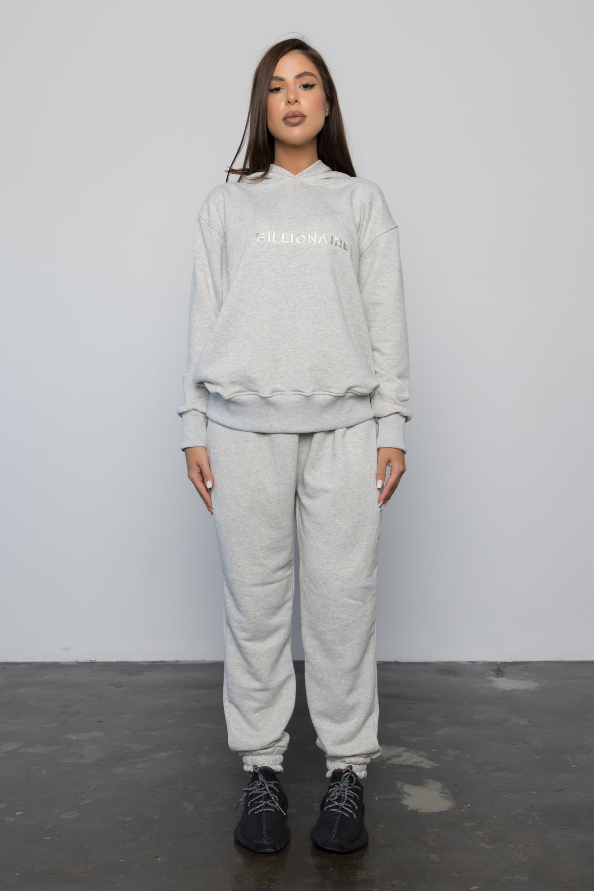 Compleu GRI ICE din bumbac cu broderie oversized - BILLIONAIRE