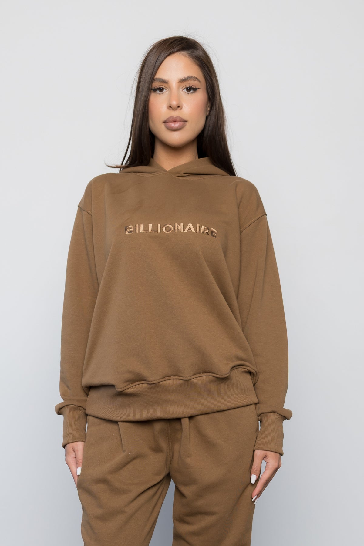 Compleu BROWN din bumbac cu broderie oversized - BILLIONAIRE