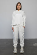Compleu ALB din bumbac cu broderie oversized - BILLIONAIRE