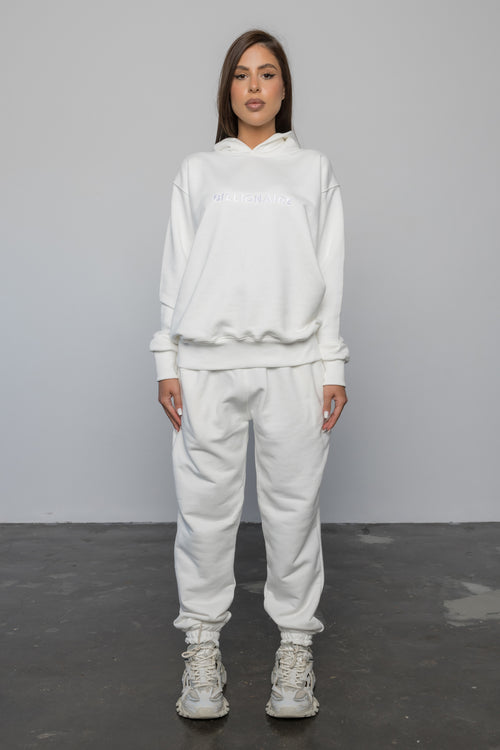 Compleu ALB din bumbac cu broderie oversized - BILLIONAIRE