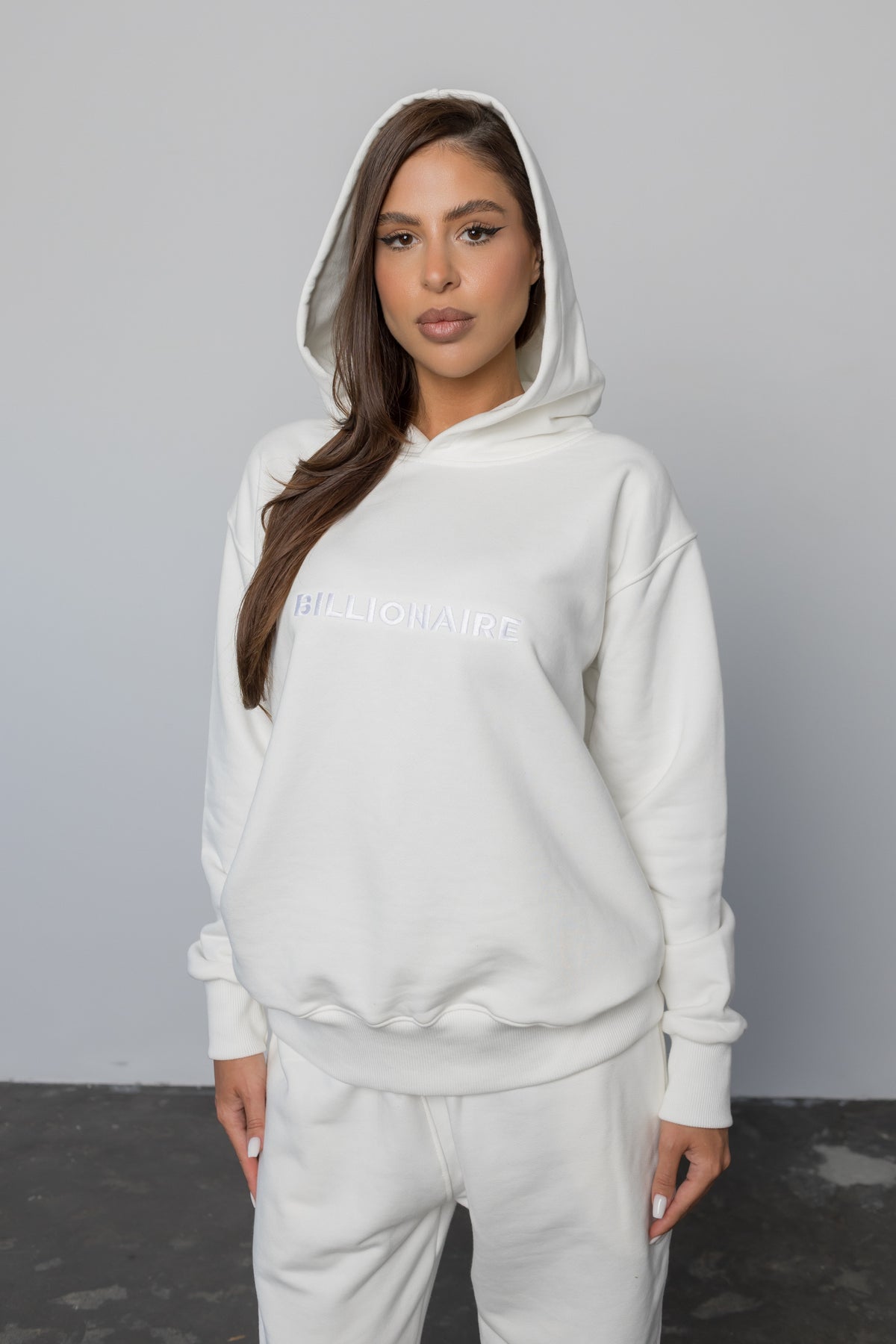 Compleu ALB din bumbac cu broderie oversized - BILLIONAIRE