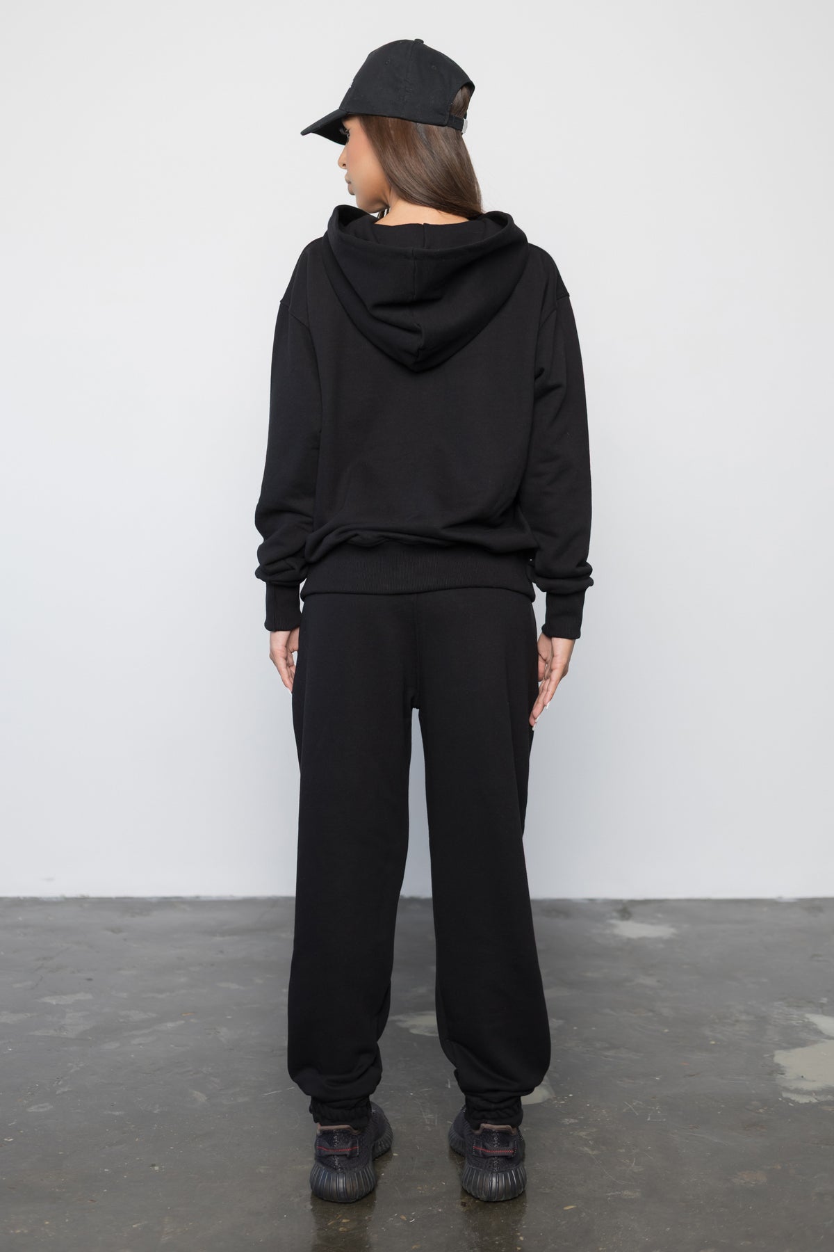 Compleu NEGRU din bumbac cu broderie oversized - BILLIONAIRE