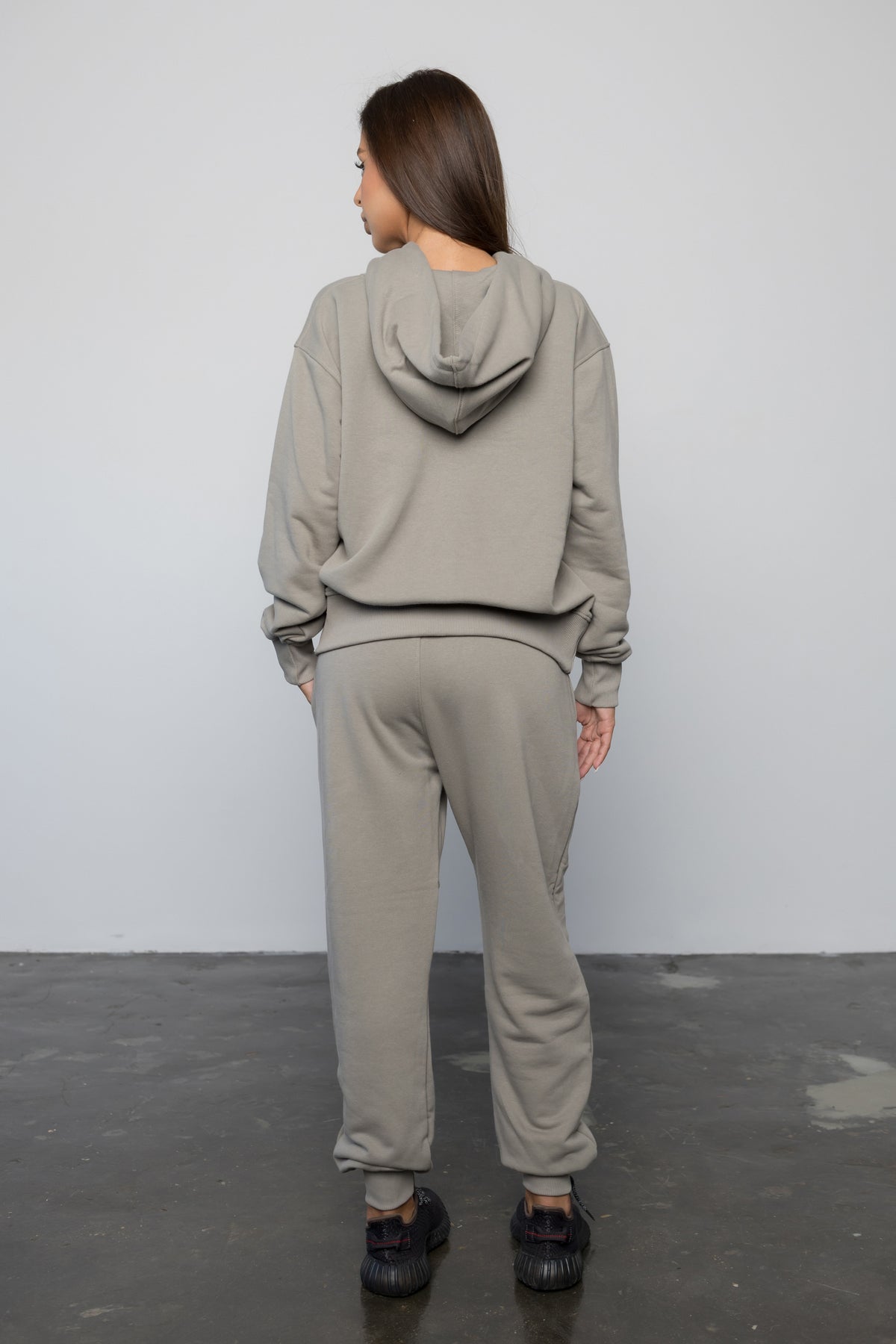 Compleu GRI din bumbac cu broderie oversized - BILLIONAIRE